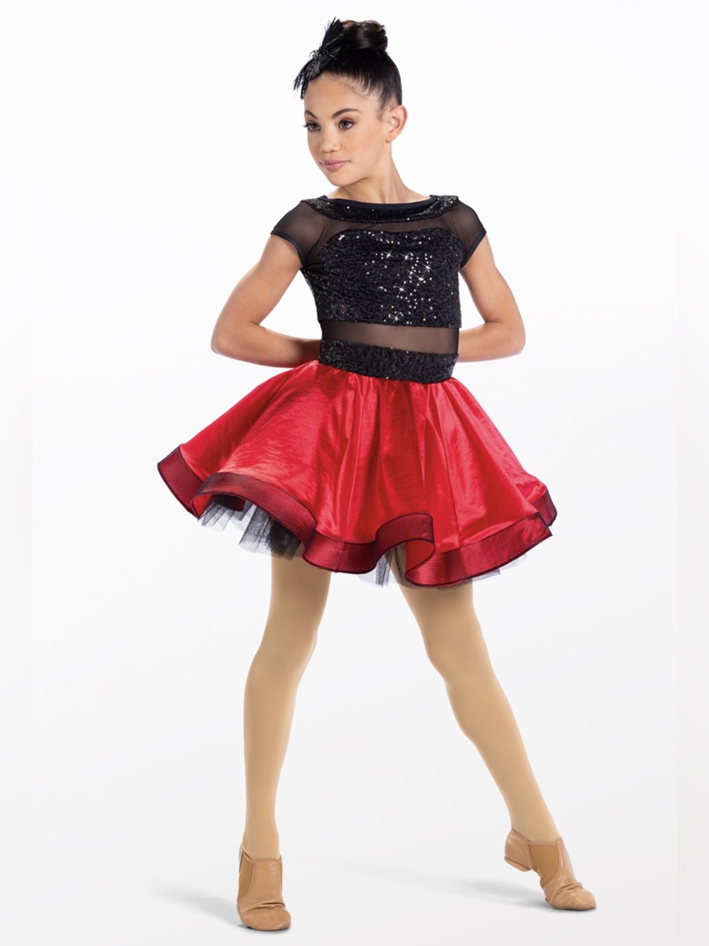 Weissman Girls SC Red Black Sequin Dance Dress Halloween Vampire Costume